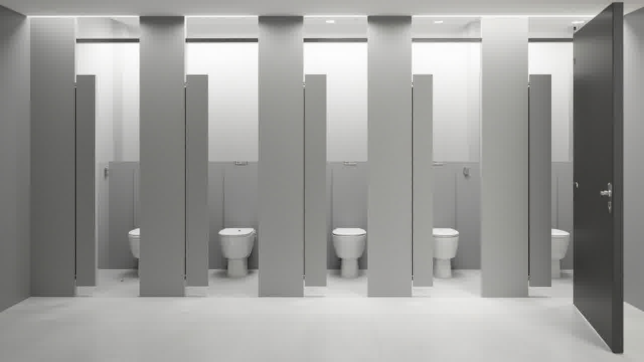 Toilet cubicle phenolic di area komersial